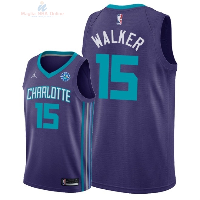 Acquista Maglia NBA Nike Charlotte Hornets #15 Kemba Walker Porpora Statement 30 Anniversaire 2018-19