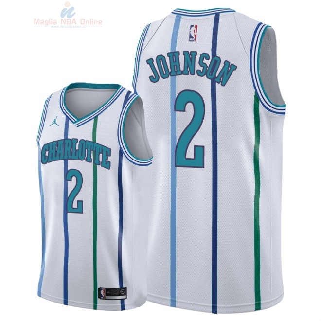 Acquista Maglia NBA Nike Charlotte Hornets #2 Larry Johnson Retro Bianco 2018