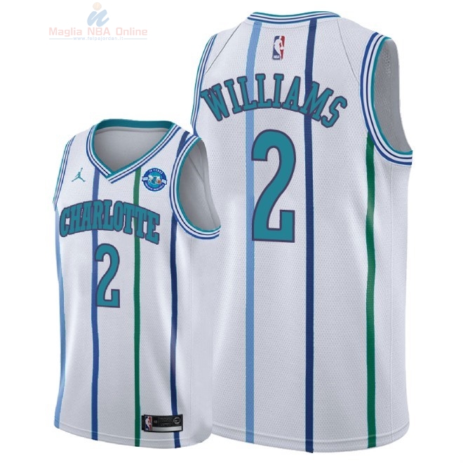 Acquista Maglia NBA Nike Charlotte Hornets #2 Marvin Williams Retro Bianco 30 Anniversaire 2018-19