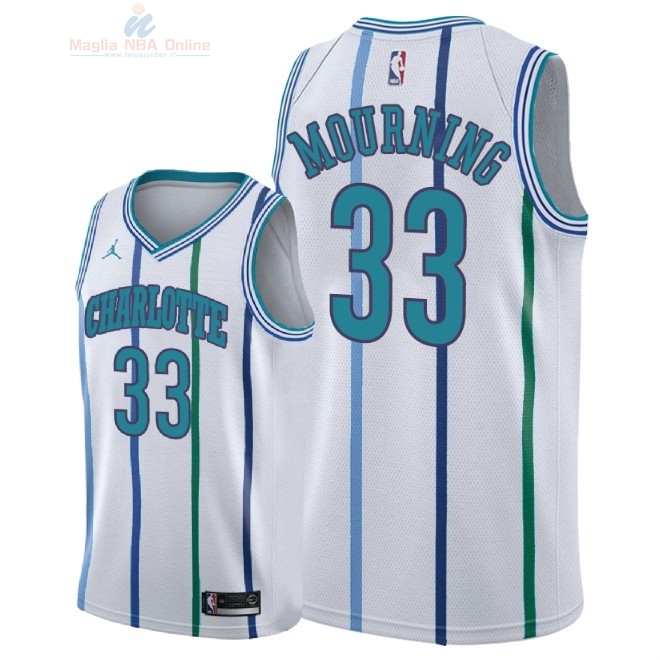 Acquista Maglia NBA Nike Charlotte Hornets #33 Alonzo Mourning Retro Bianco 2018