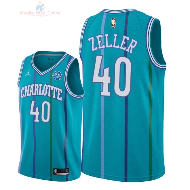 Acquista Maglia NBA Nike Charlotte Hornets #40 Cody Zeller Retro Verde 30 Anniversaire 2018