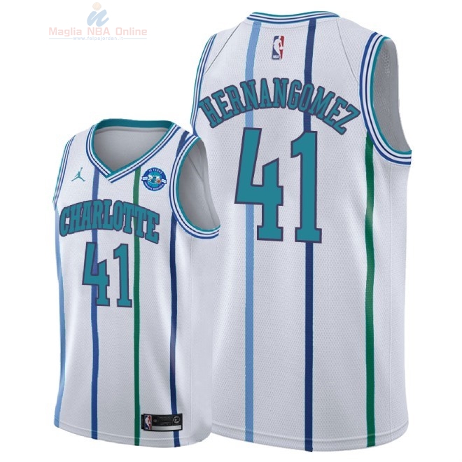 Acquista Maglia NBA Nike Charlotte Hornets #41 Willy Hernangomez Retro Bianco 30 Anniversaire 2018-19