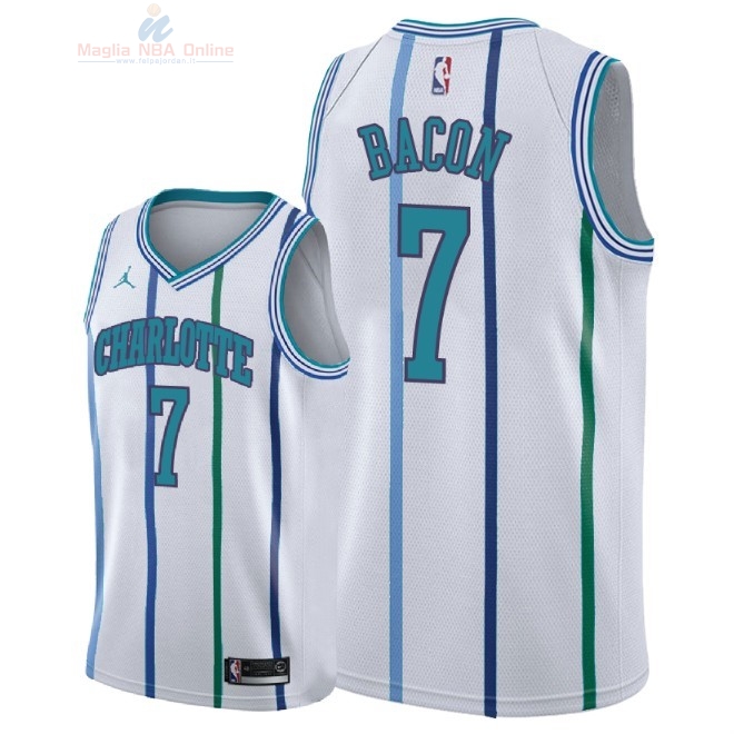 Acquista Maglia NBA Nike Charlotte Hornets #7 Dwayne Bacon Retro Bianco 2018