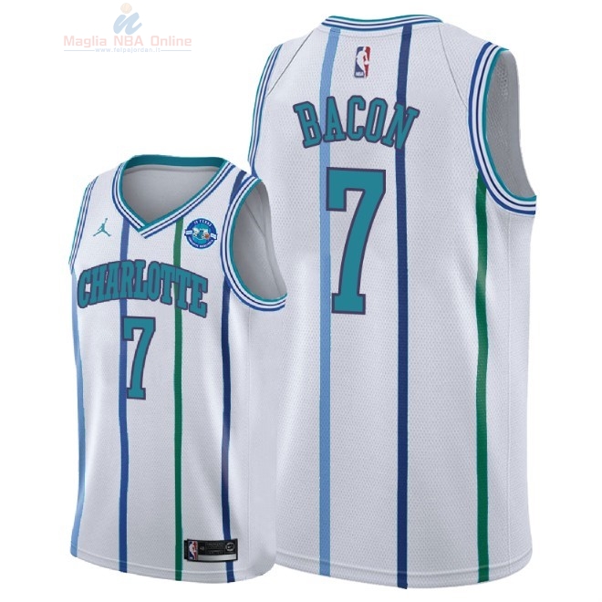 Acquista Maglia NBA Nike Charlotte Hornets #7 Dwayne Bacon Retro Bianco 30 Anniversaire 2018