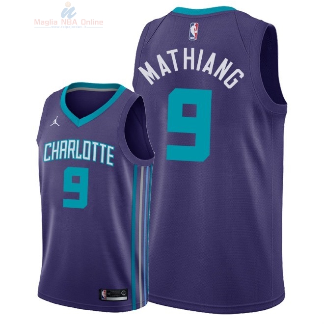 Acquista Maglia NBA Nike Charlotte Hornets #9 Mangok Mathiang Porpora Statement 2018