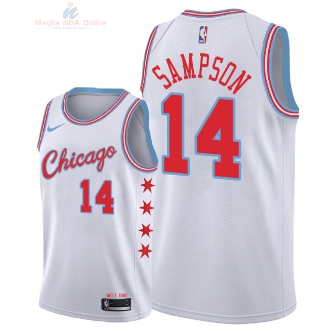 Acquista Maglia NBA Nike Chicago Bulls #14 JaKarr Sampson Nike Bianco Città 2018