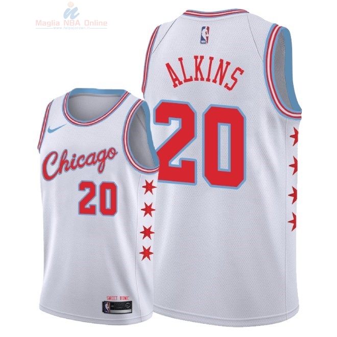Acquista Maglia NBA Nike Chicago Bulls #20 Rawle Alkins Nike Bianco Città 2018