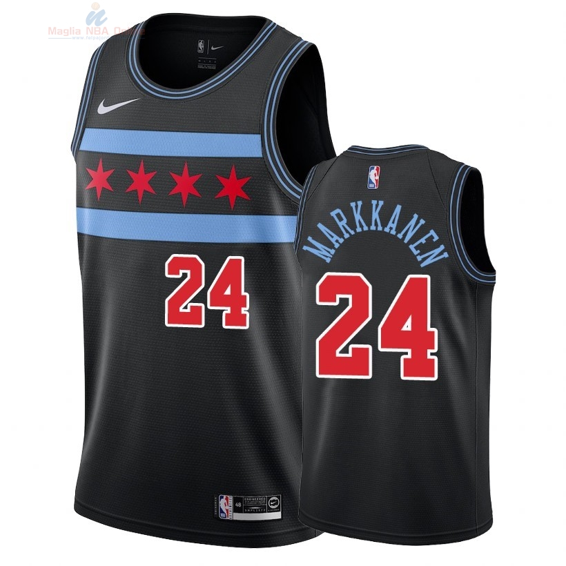 Acquista Maglia NBA Nike Chicago Bulls #24 Lauri Markkanen Nike Nero Città 2018-19