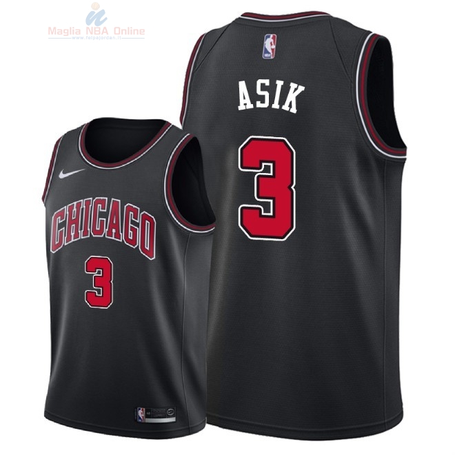 Acquista Maglia NBA Nike Chicago Bulls #3 Omer Asik Nero Statement 2018