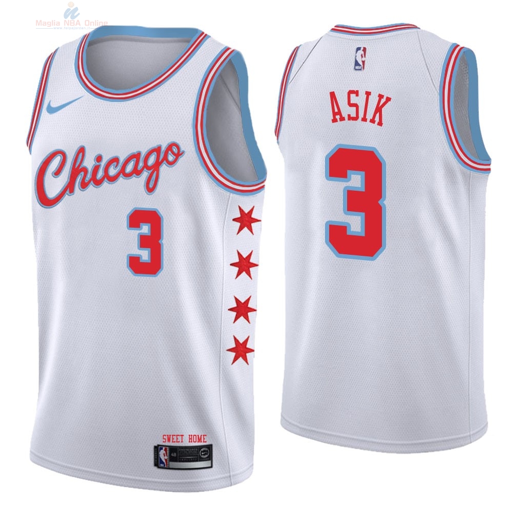 Acquista Maglia NBA Nike Chicago Bulls #3 Omer Asik Nike Bianco Città 2018