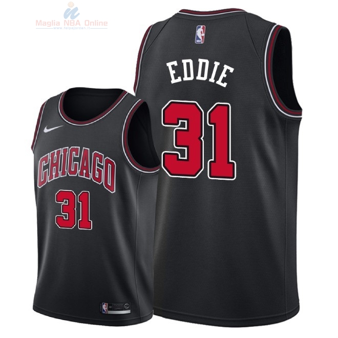Acquista Maglia NBA Nike Chicago Bulls #31 Jarell Eddie Nero Statement 2018