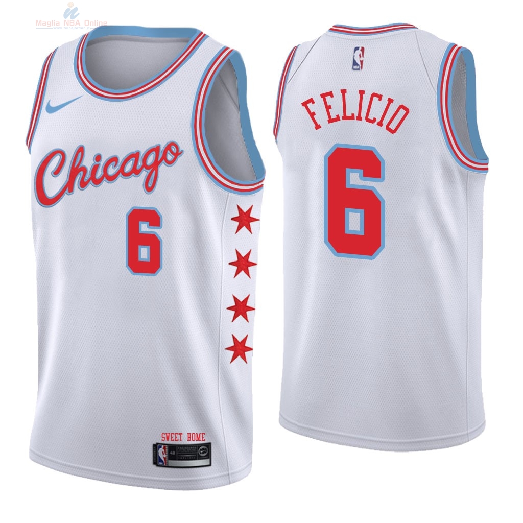 Acquista Maglia NBA Nike Chicago Bulls #6 Cristiano Felicio Nike Bianco Città 2018