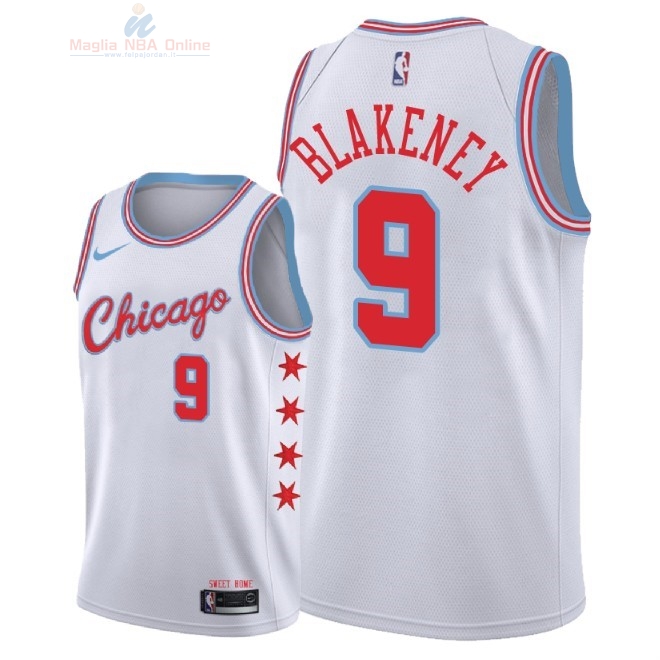 Acquista Maglia NBA Nike Chicago Bulls #9 Antonio Blakeney Nike Bianco Città 2018