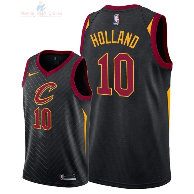 Acquista Maglia NBA Nike Cleveland Cavaliers #10 John Holland Nero Statement 2018