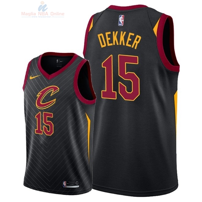 Acquista Maglia NBA Nike Cleveland Cavaliers #15 Sam Dekker Nero Statement 2018