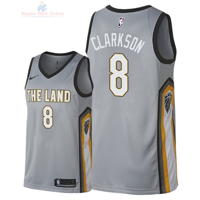 Acquista Maglia NBA Nike Cleveland Cavaliers #8 Jordan Clarkson Nike Grigio Città 2018