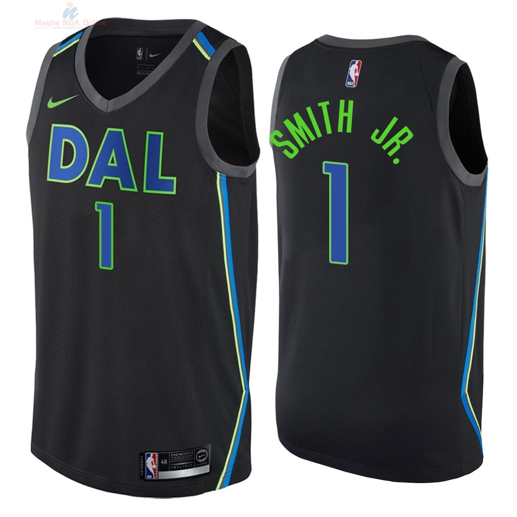 Acquista Maglia NBA Nike Dallas Mavericks #1 Dennis Smith Jr Nike Nero Città 2018