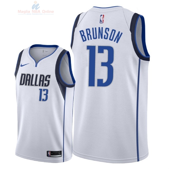 Acquista Maglia NBA Nike Dallas Mavericks #13 Jalen Brunson Bianco Association 2018