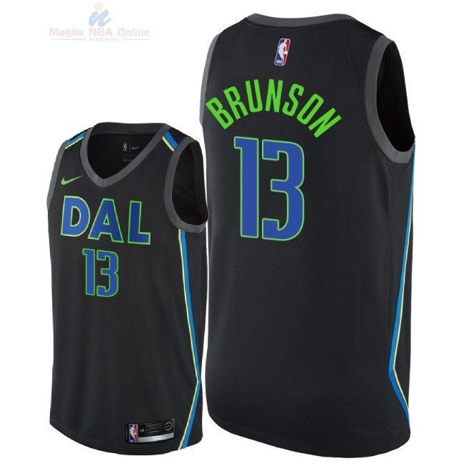 Acquista Maglia NBA Nike Dallas Mavericks #13 Jalen Brunson Nike Nero Città 2018