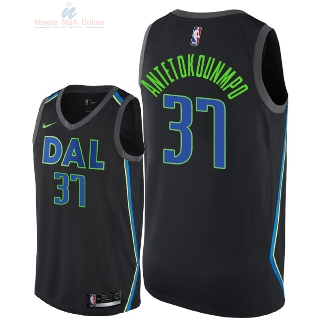 Acquista Maglia NBA Nike Dallas Mavericks #37 Kostas Antetokounmpo Nike Nero Città 2018