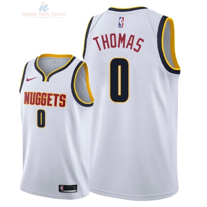 Acquista Maglia NBA Nike Denver Nuggets #0 Isaiah Thomas Bianco Association 2018-19