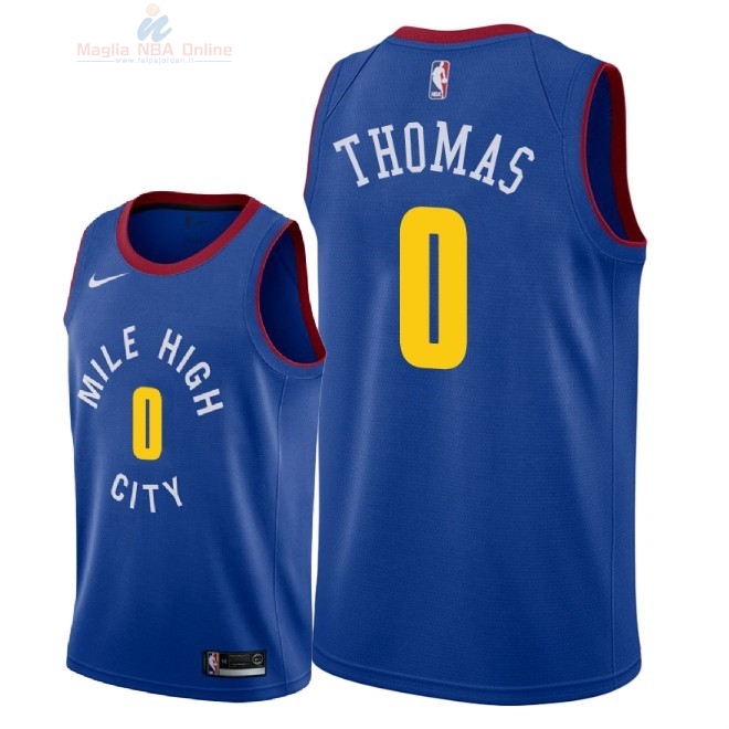 Acquista Maglia NBA Nike Denver Nuggets #0 Isaiah Thomas Blu Statement 2018-19