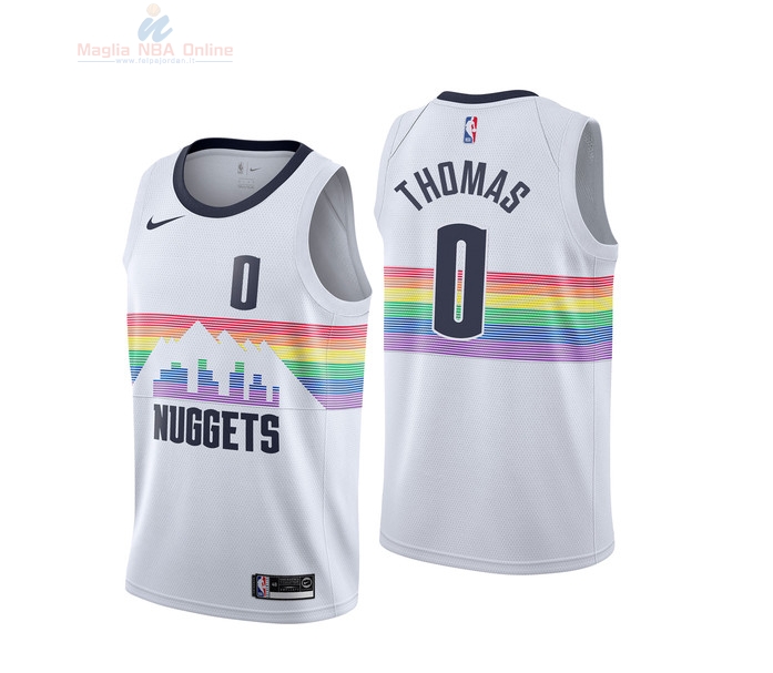 Acquista Maglia NBA Nike Denver Nuggets #0 Isaiah Thomas Nike Bianco Città 2018-19