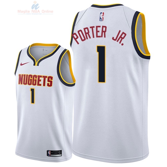 Acquista Maglia NBA Nike Denver Nuggets #1 Michael Porter Jr Bianco Association 2018-19