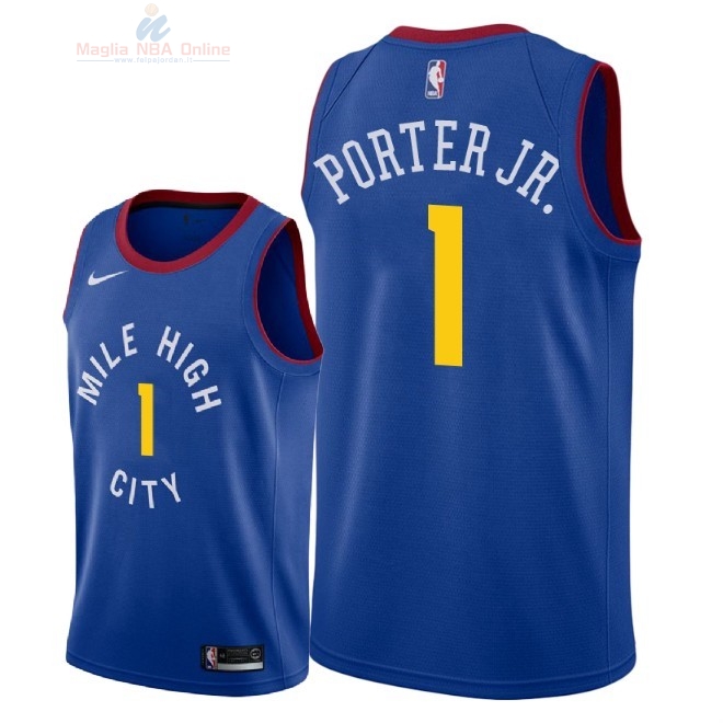 Acquista Maglia NBA Nike Denver Nuggets #1 Michael Porter Jr Blu Statement 2018-19