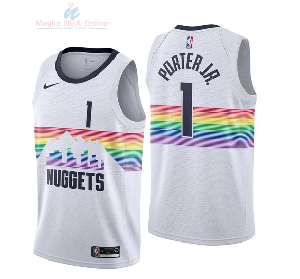 Acquista Maglia NBA Nike Denver Nuggets #1 Michael Porter Jr Nike Bianco Città 2018-19