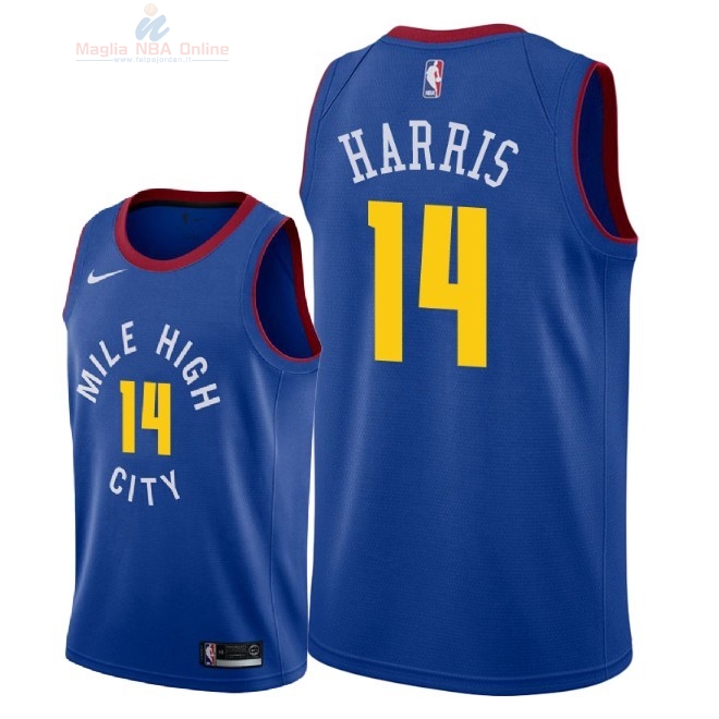 Acquista Maglia NBA Nike Denver Nuggets #14 Gary Harris Blu Statement 2018-19