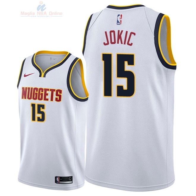 Acquista Maglia NBA Nike Denver Nuggets #15 Nikola Jokic Bianco Association 2018-19