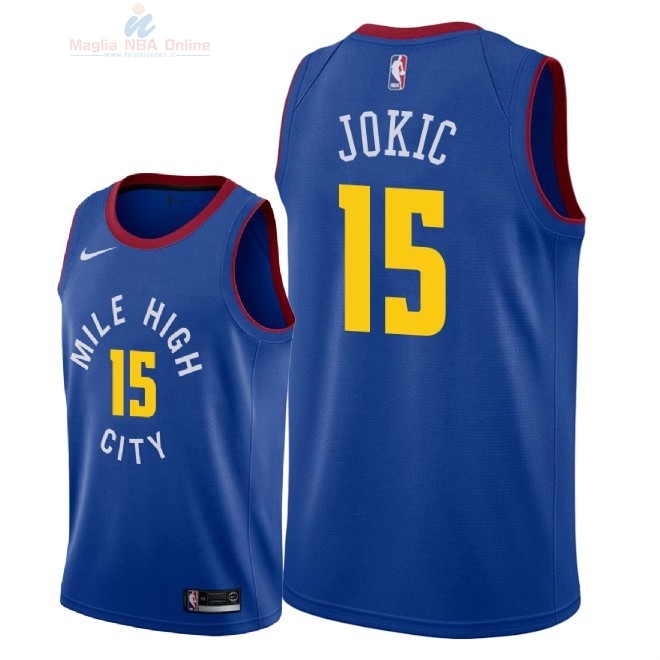 Acquista Maglia NBA Nike Denver Nuggets #15 Nikola Jokic Blu Statement 2018-19