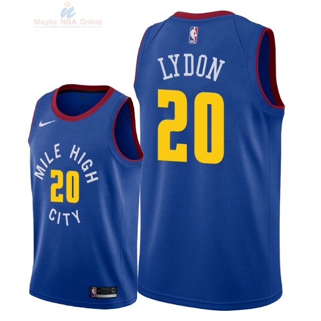 Acquista Maglia NBA Nike Denver Nuggets #20 Tyler Lydon Blu Statement 2018-19