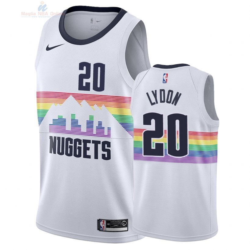 Acquista Maglia NBA Nike Denver Nuggets #20 Tyler Lydon Nike Bianco Città 2018-19