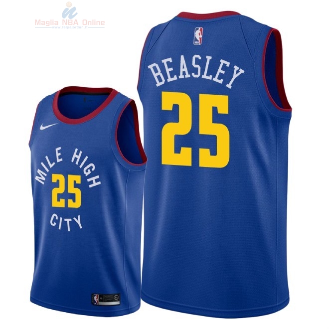 Acquista Maglia NBA Nike Denver Nuggets #25 Malik Beasley Blu Statement 2018-19