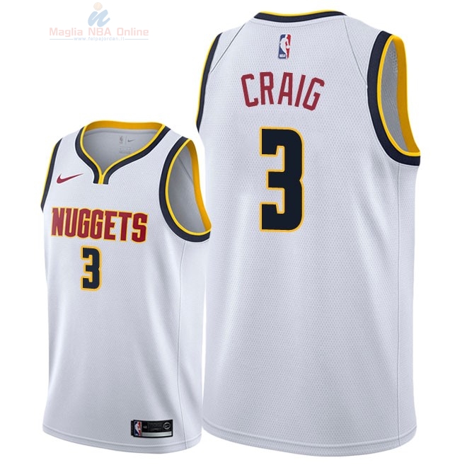 Acquista Maglia NBA Nike Denver Nuggets #3 Torrey Craig Bianco Association 2018-19