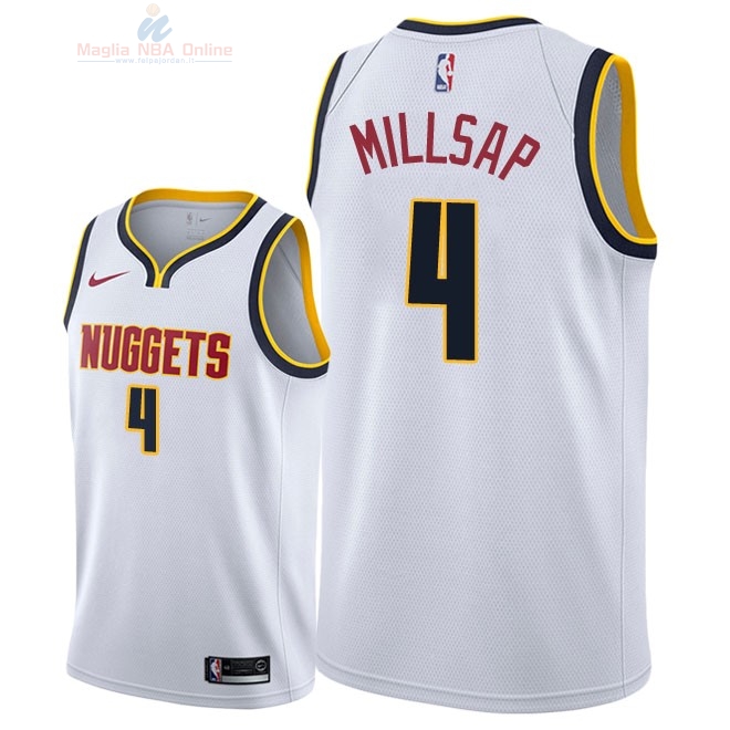 Acquista Maglia NBA Nike Denver Nuggets #4 Paul Millsap Bianco Association 2018-19