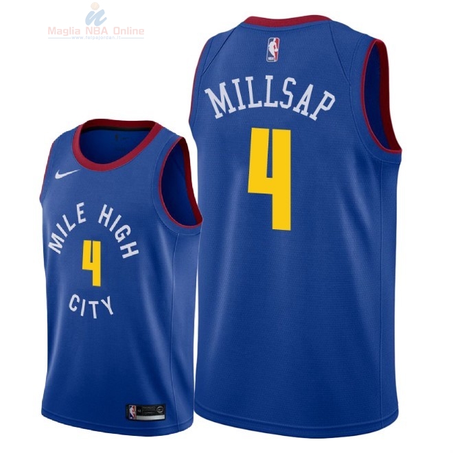 Acquista Maglia NBA Nike Denver Nuggets #4 Paul Millsap Blu Statement 2018-19