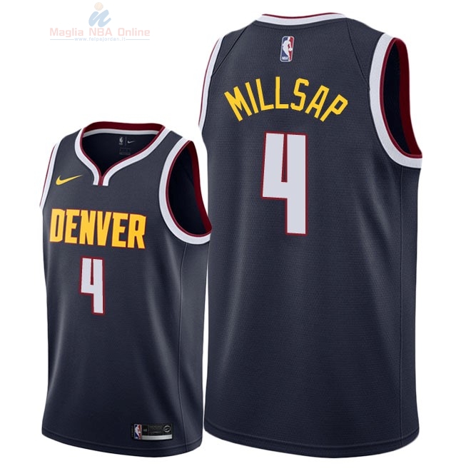 Acquista Maglia NBA Nike Denver Nuggets #4 Paul Millsap Marino Icon 2018-19