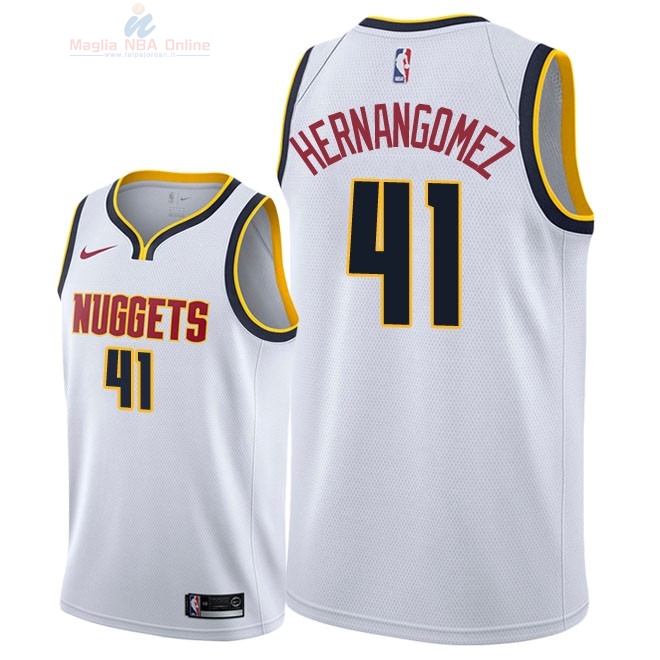 Acquista Maglia NBA Nike Denver Nuggets #41 Juan Hernangomez Bianco Association 2018-19