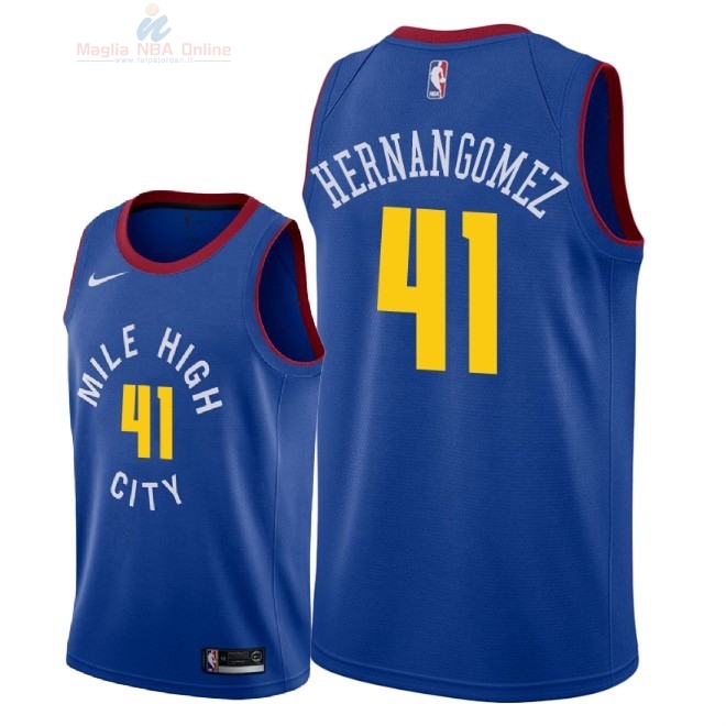 Acquista Maglia NBA Nike Denver Nuggets #41 Juan Hernangomez Blu Statement 2018-19