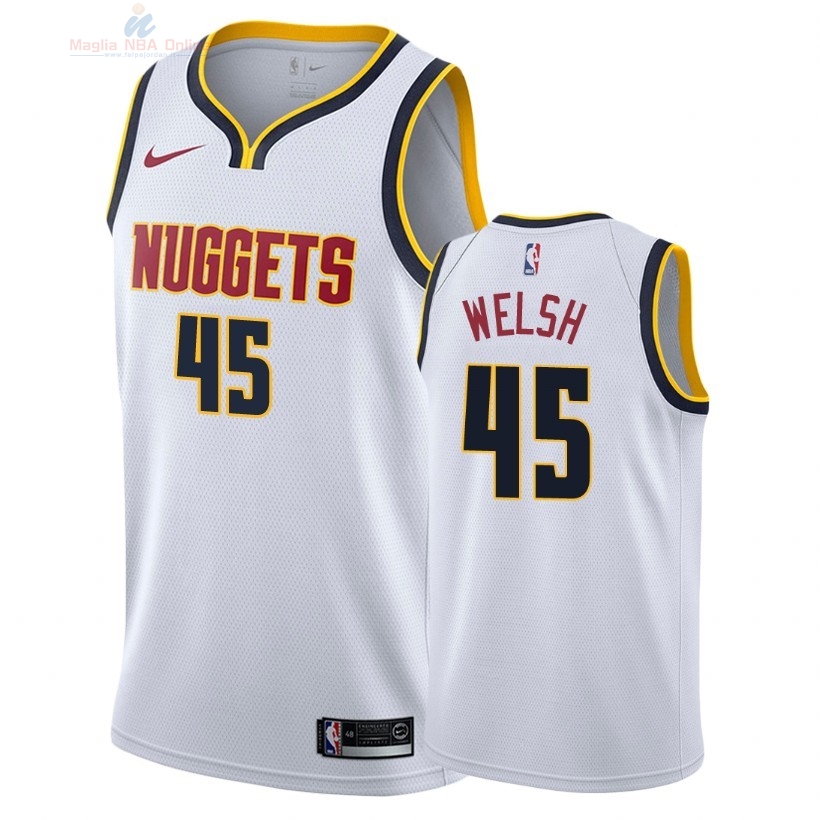 Acquista Maglia NBA Nike Denver Nuggets #45 Thomas Welsh Bianco Association 2018-19