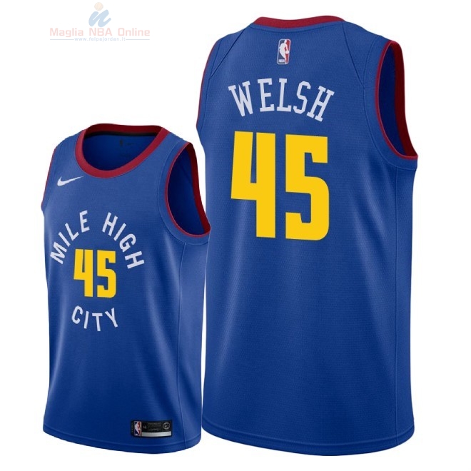 Acquista Maglia NBA Nike Denver Nuggets #45 Thomas Welsh Blu Statement 2018-19