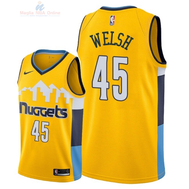 Acquista Maglia NBA Nike Denver Nuggets #45 Thomas Welsh Giallo Statement 2018