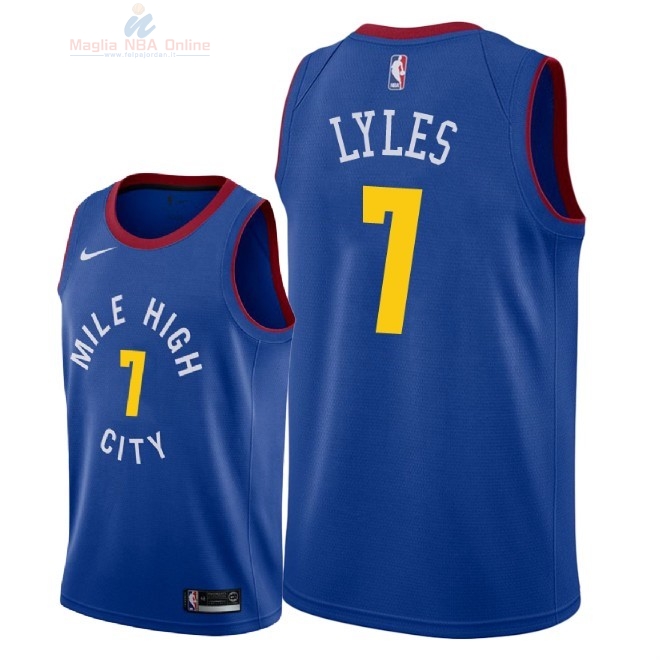 Acquista Maglia NBA Nike Denver Nuggets #7 Trey Lyles Blu Statement 2018-19