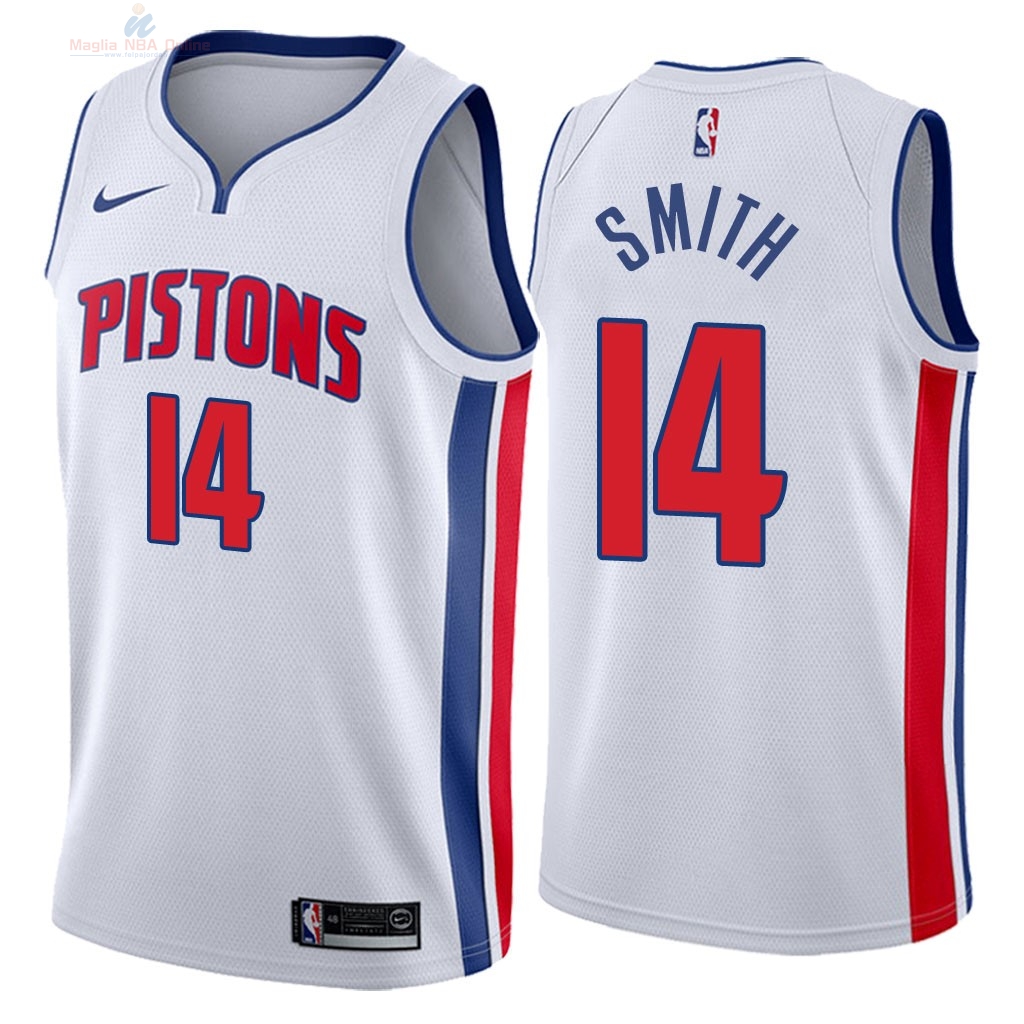 Acquista Maglia NBA Nike Detroit Pistons #14 Ish Smith Bianco Association 2018