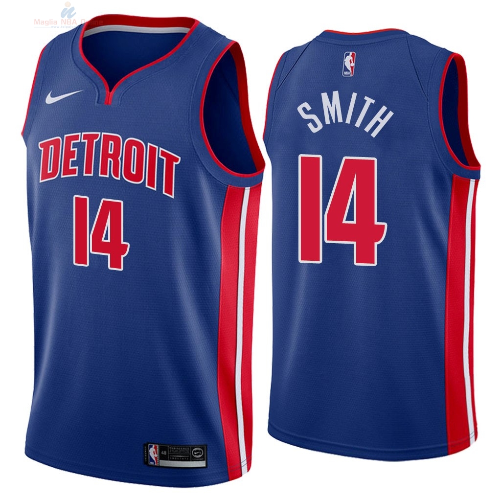 Acquista Maglia NBA Nike Detroit Pistons #14 Ish Smith Blu Icon 2018