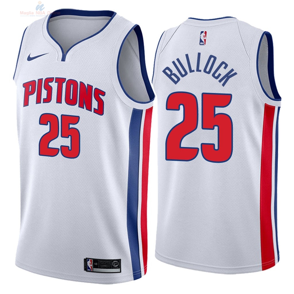 Acquista Maglia NBA Nike Detroit Pistons #25 Reggie Bullock Bianco Association 2018