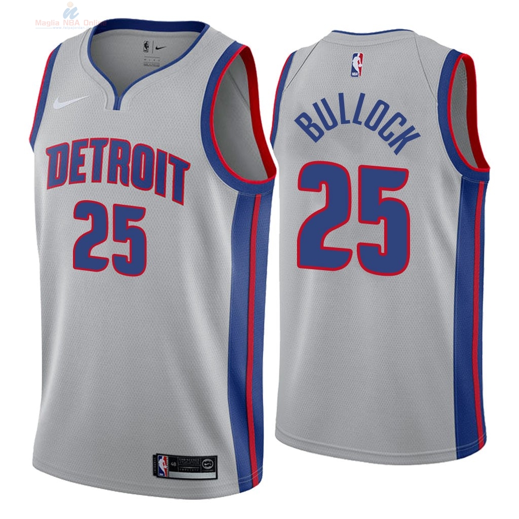 Acquista Maglia NBA Nike Detroit Pistons #25 Reggie Bullock Grigio Statement 2018